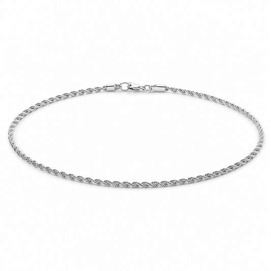 Men's 3mm silver rope chain bracelet