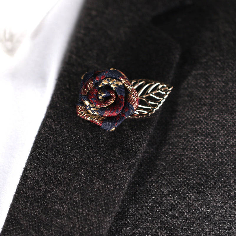 Rose flower collar pin chain alternate view