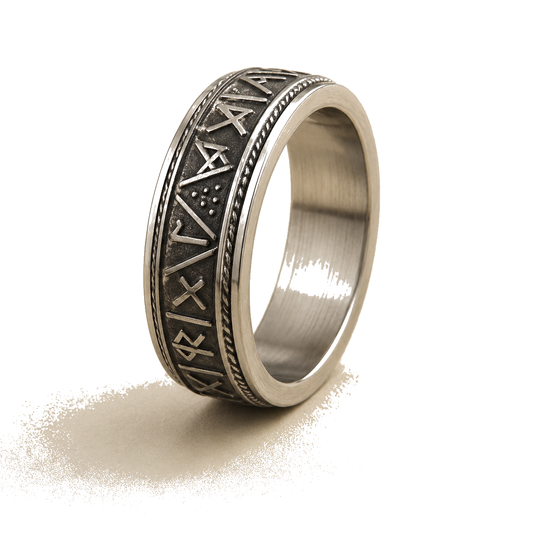 Rotating Engraved Ring on a pure white background