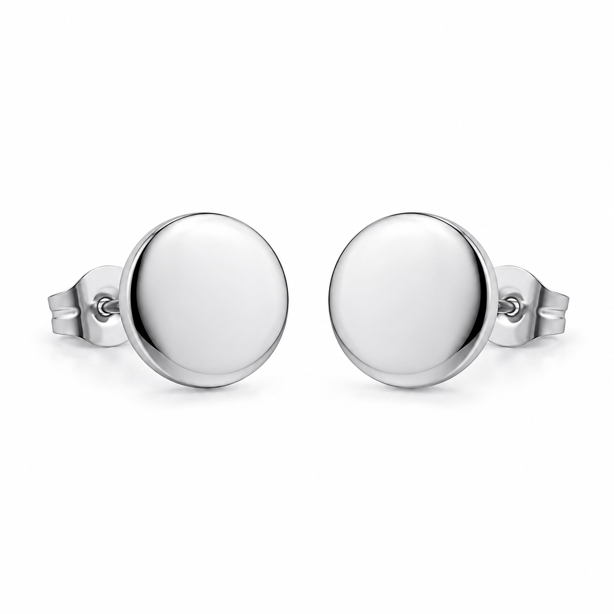 Polished round stud earrings