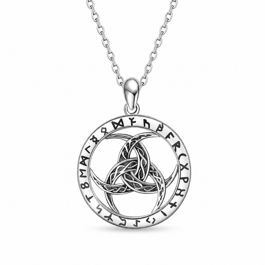 Sterling silver triquetra rune necklace