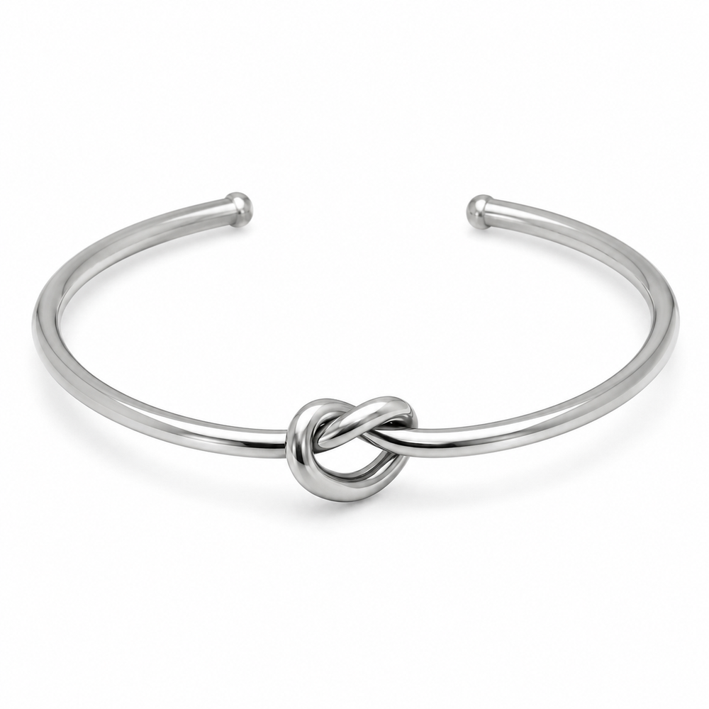 Knotted Stainless Steel Cuff Bracelet
