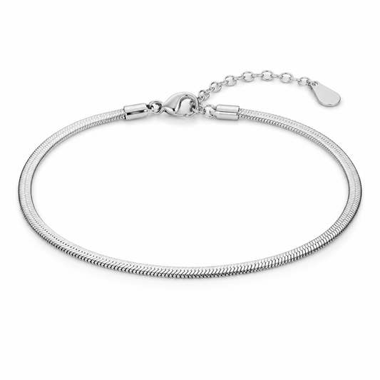 Men's silver-tone snake chain bracelet on white