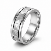 Men's geometric stainless steel spinner ring