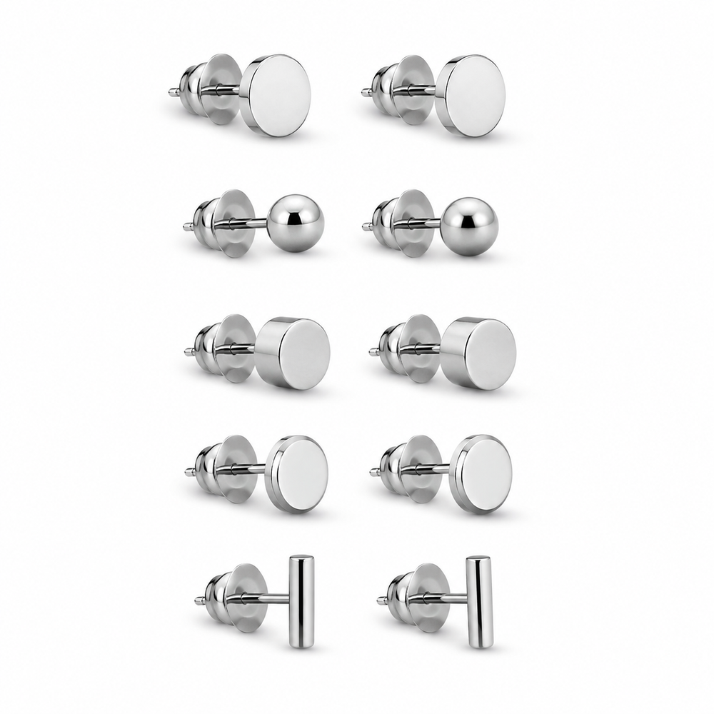10-piece stainless steel stud earring set