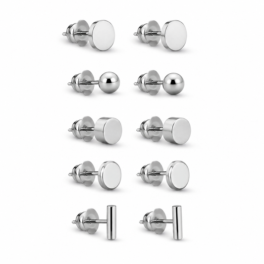 10-piece stainless steel stud earring set