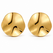 Polished round stud earrings in gold tone