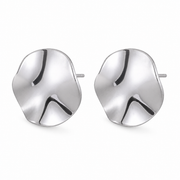 Polished round stud earrings in steel tone