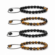 Four-Piece Tiger Eye Bracelet Set on white background