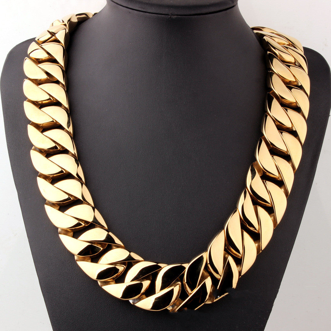 Wide Gold-Tone Titanium Steel Necklace