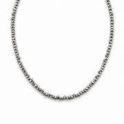 Men's silver twisted bead chain necklace on white