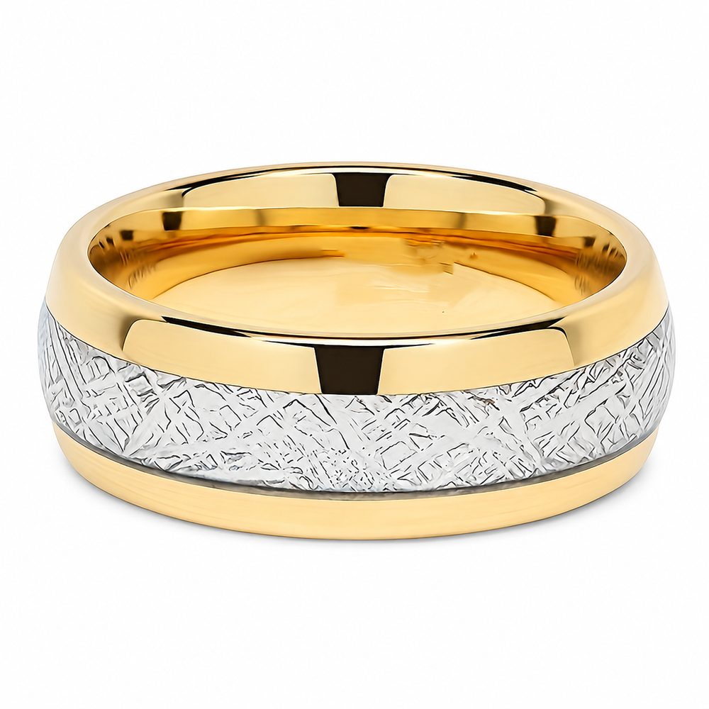 Two-Tone Engraved Men's Band on a pure white background