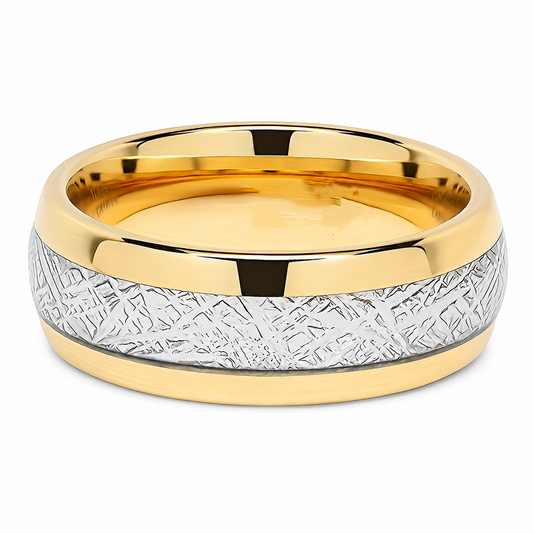 Two-Tone Engraved Men's Band on a pure white background