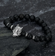 Grey Wolf & Lava Stone Bracelet – image 2