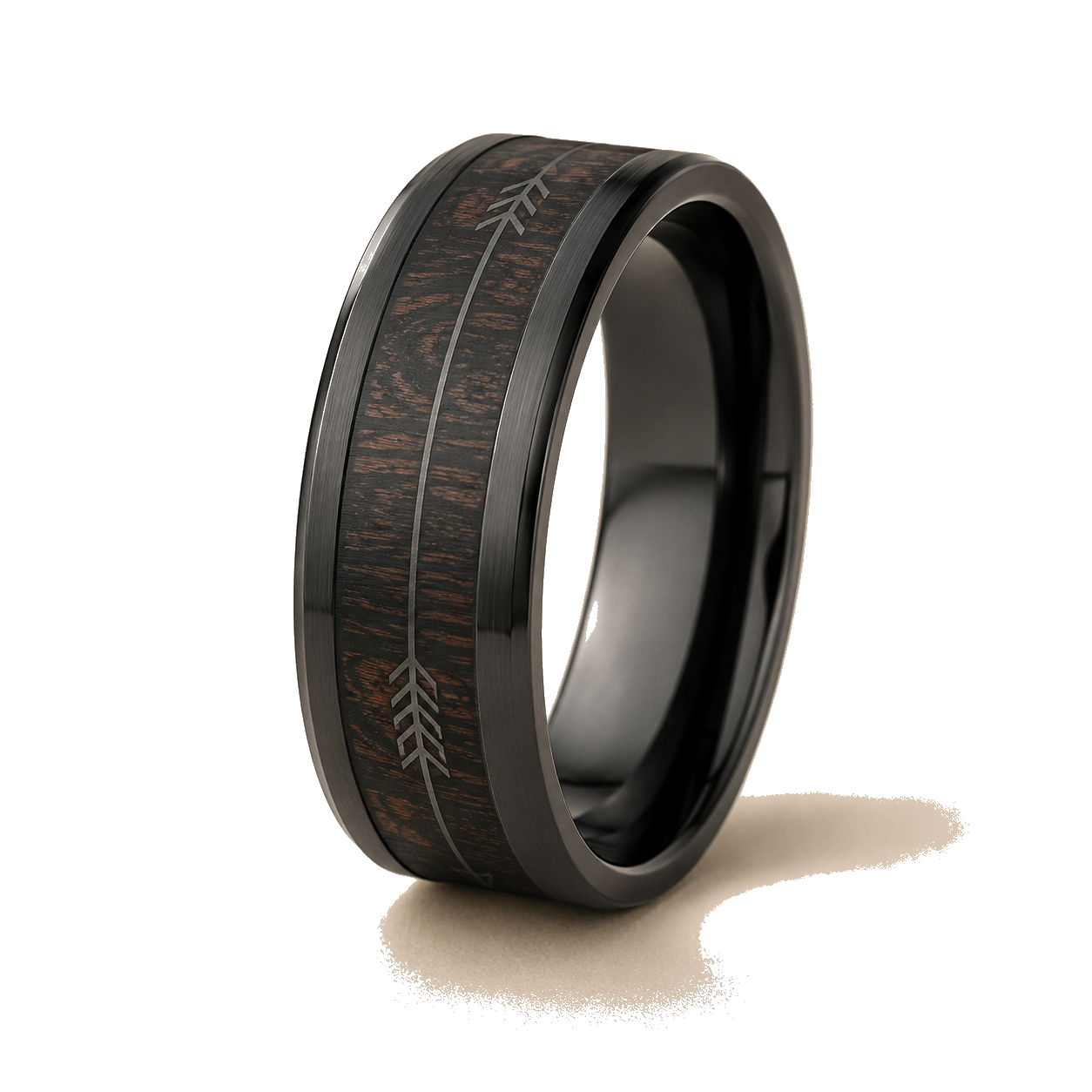 Wood-Grain Arrow Ring on a pure white background