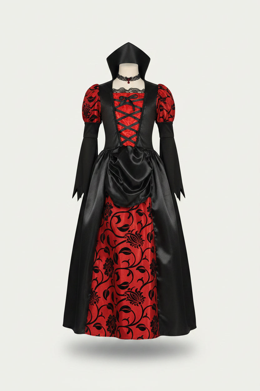 Children's Red and Black Vampire Princess Dress Halloween Costume