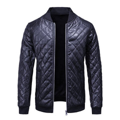 Men’s Diamond-Quilted Bomber Jacket – Refined Zip-Up Layer for Smart Casual Wear