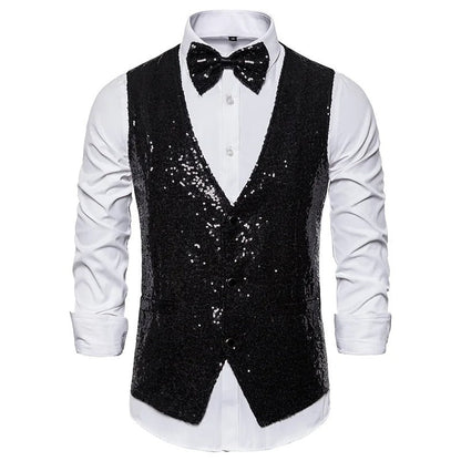 Men’s Sequin Evening Vest – Glitter Party Layer for Festive Occasions