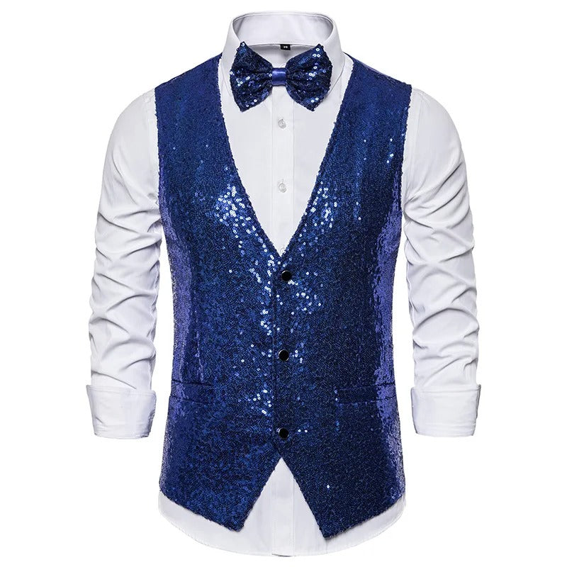 Men’s Sequin Evening Vest – Glitter Party Layer for Festive Occasions