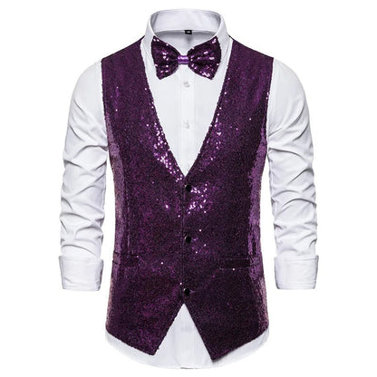 Men’s Sequin Evening Vest – Glitter Party Layer for Festive Occasions