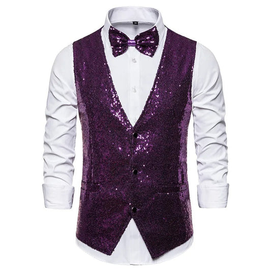 Men’s Sequin Evening Vest – Glitter Party Layer for Festive Occasions