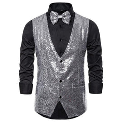 Men’s Sequin Evening Vest – Glitter Party Layer for Festive Occasions