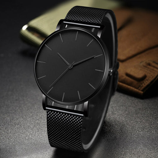 Men’s Minimalist Quartz Mesh Bracelet Watch – Sleek Everyday Timepiece for Smart Casual Wear