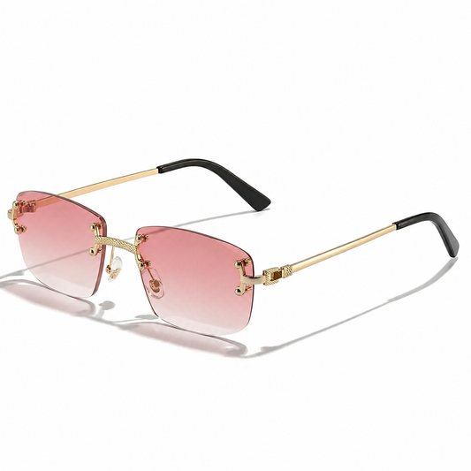 Men’s Rimless Metal Sunglasses – Modern Square Eyewear for Travel and Everyday Wear