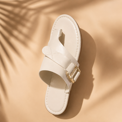 Women’s Buckle Toe-Loop Sandals – Flat Summer Slides for Everyday Wear