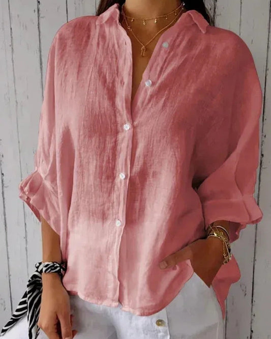 Women’s Lightweight Casual Shirt – Relaxed Roll-Sleeve Button-Up for Travel and Everyday Wear