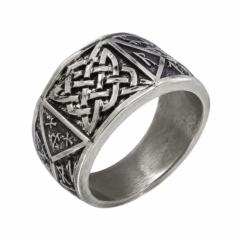 Men's ancient silver tone Viking knot ring