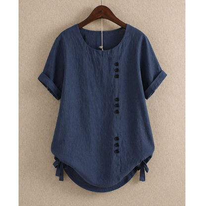 Women’s Cotton Button Blouse – Relaxed Short-Sleeve Summer Top for Everyday Wear