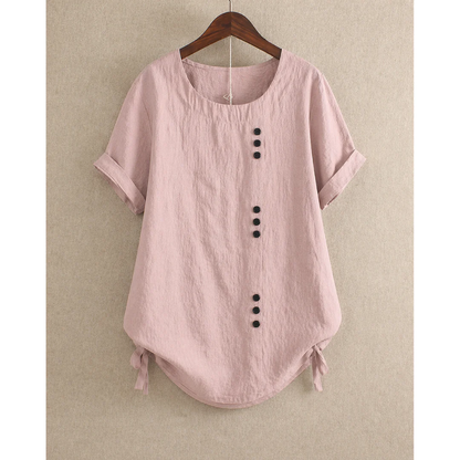 Women’s Cotton Button Blouse – Relaxed Short-Sleeve Summer Top for Everyday Wear