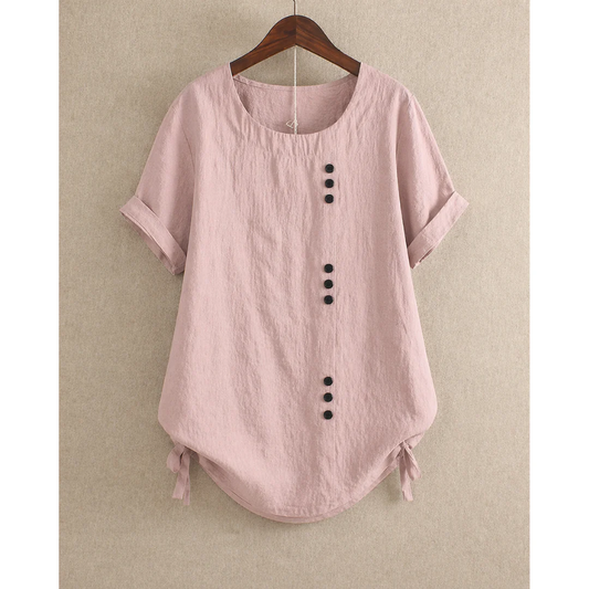 Women’s Cotton Button Blouse – Relaxed Short-Sleeve Summer Top for Everyday Wear