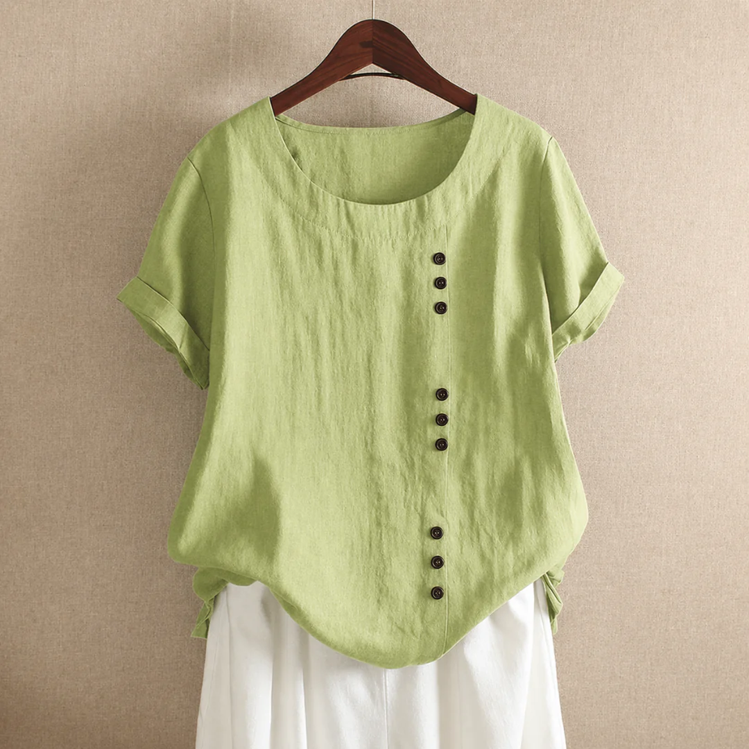Women’s Cotton Button Blouse – Relaxed Short-Sleeve Summer Top for Everyday Wear