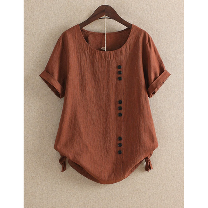Women’s Cotton Button Blouse – Relaxed Short-Sleeve Summer Top for Everyday Wear