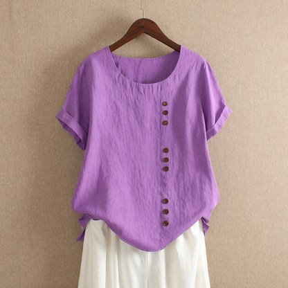 Women’s Cotton Button Blouse – Relaxed Short-Sleeve Summer Top for Everyday Wear