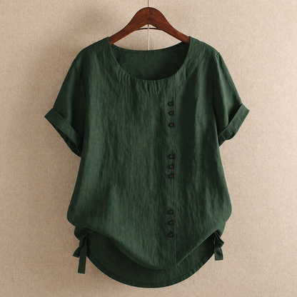 Women’s Cotton Button Blouse – Relaxed Short-Sleeve Summer Top for Everyday Wear