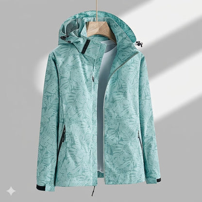 Women’s Waterproof Hooded Rain Jacket – Zip-Up Outdoor Coat with Detachable Hood and Secure Pockets