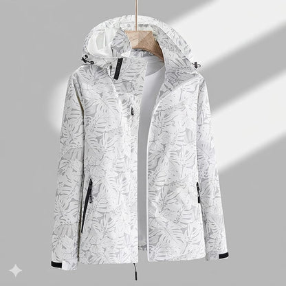 Women’s Waterproof Hooded Rain Jacket – Zip-Up Outdoor Coat with Detachable Hood and Secure Pockets