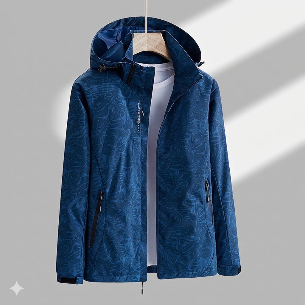 Women’s Waterproof Hooded Rain Jacket – Zip-Up Outdoor Coat with Detachable Hood and Secure Pockets