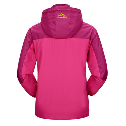 Women’s Waterproof Hiking Jacket – Hooded Outdoor Rain Jacket with Zip Pockets for Transitional Weather