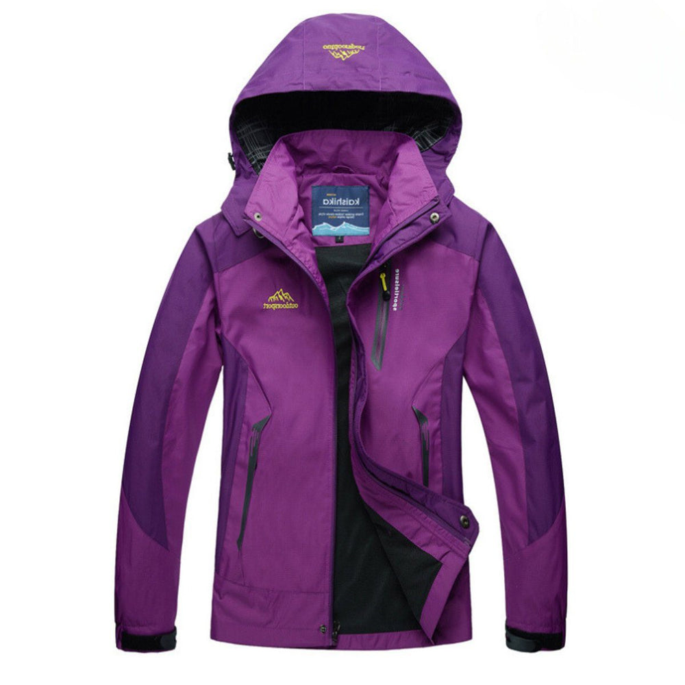 Women’s Waterproof Hiking Jacket – Hooded Outdoor Rain Jacket with Zip Pockets for Transitional Weather