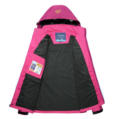 Women’s Waterproof Hiking Jacket – Hooded Outdoor Rain Jacket with Zip Pockets for Transitional Weather