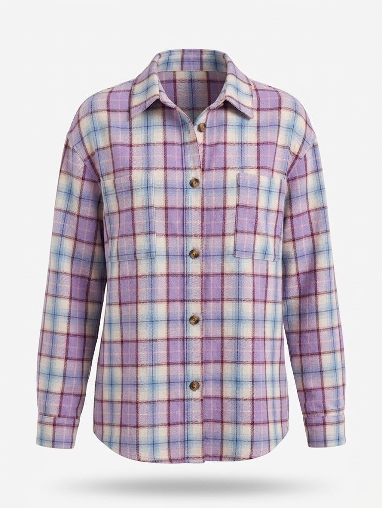 Women’s Oversized Printed Shirt – Casual Button-Front Style for Everyday Layering