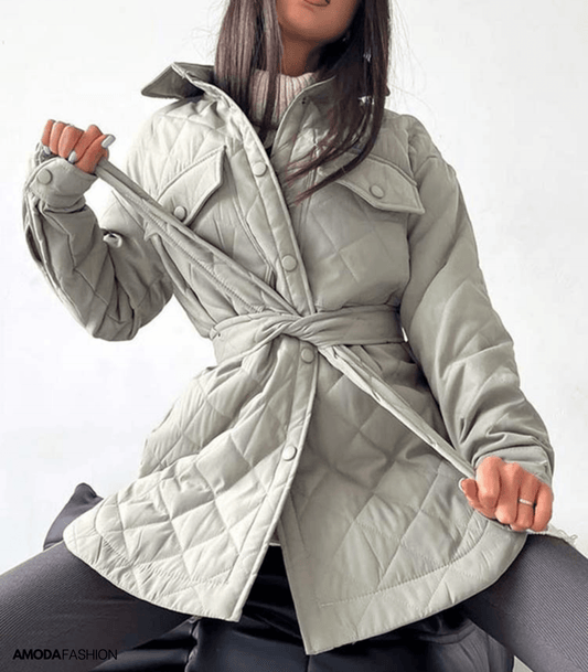 Women’s Oversized Quilted Belted Jacket – Relaxed Padded Layer for Winter