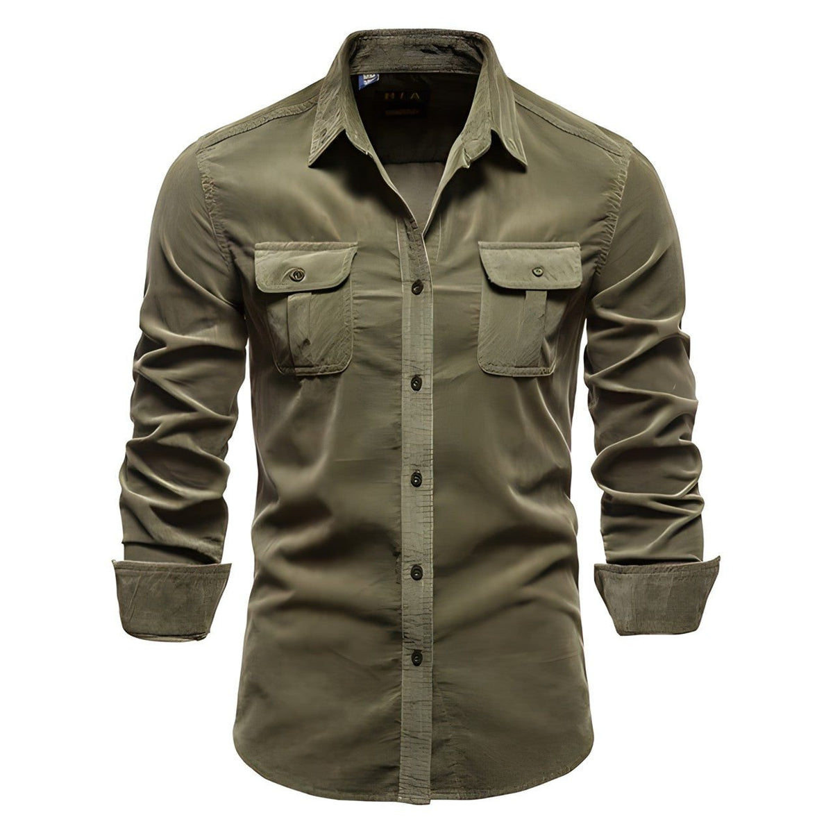 Men’s Utility Work Shirt – Long-Sleeve Button-Up Overshirt with Flap Chest Pockets for Everyday Wear