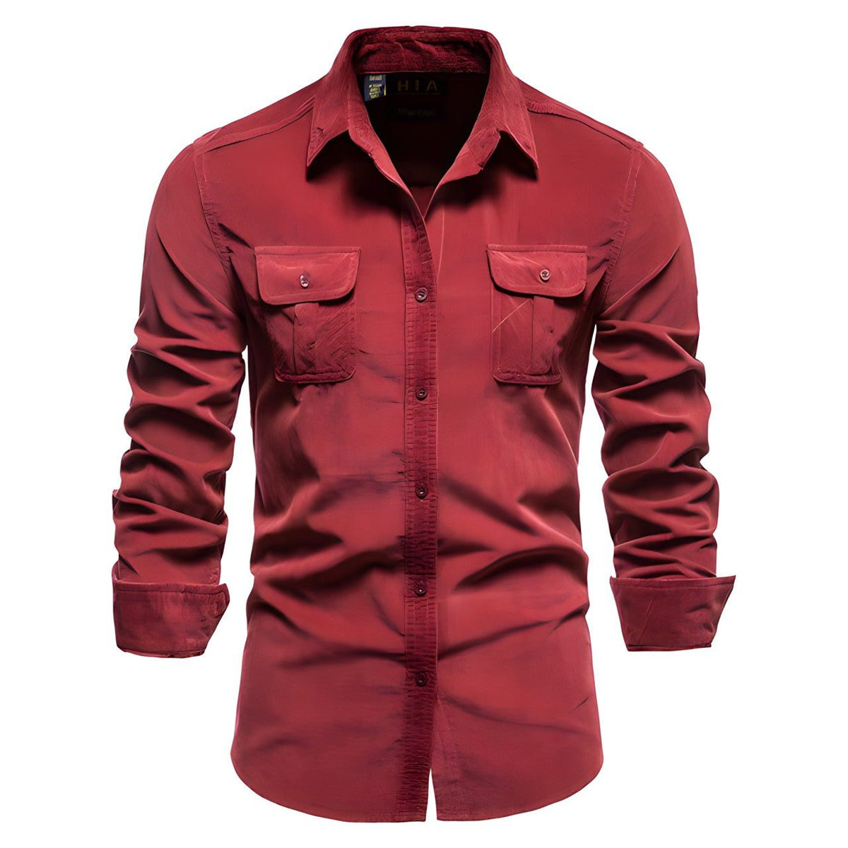 Men’s Utility Work Shirt – Long-Sleeve Button-Up Overshirt with Flap Chest Pockets for Everyday Wear