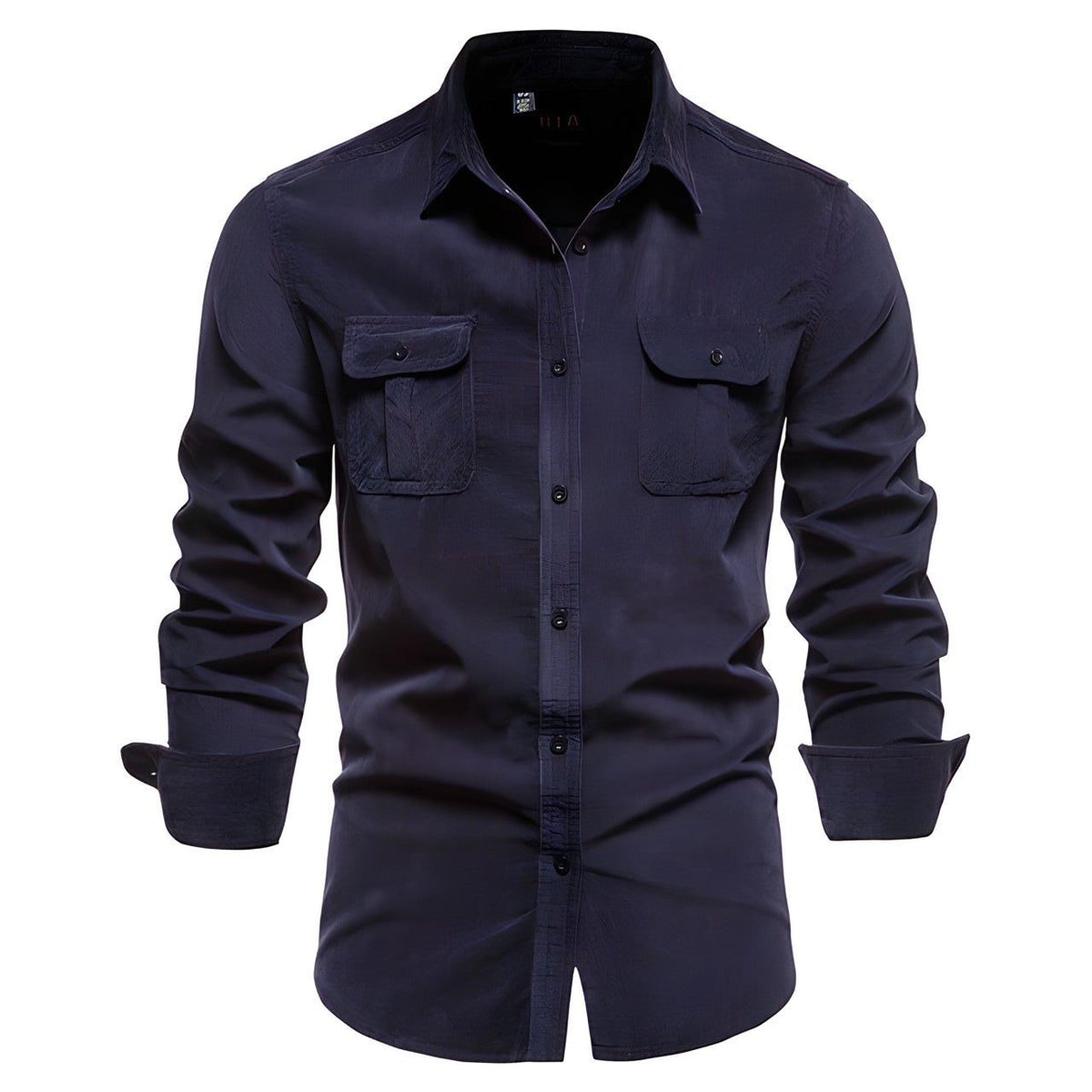 Men’s Utility Work Shirt – Long-Sleeve Button-Up Overshirt with Flap Chest Pockets for Everyday Wear