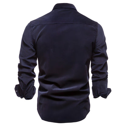Men’s Utility Work Shirt – Long-Sleeve Button-Up Overshirt with Flap Chest Pockets for Everyday Wear